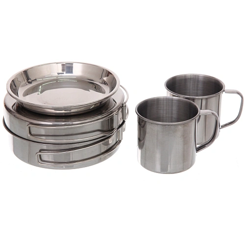 Набор посуды походной 8предметов (2ковша, сковорода 15,53см, 3тарелки,2кружки)_12