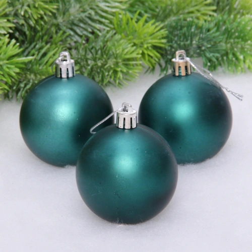 Новогодние шары 6 см (набор 3 шт) "Матовый", темный нефрит