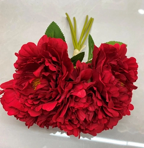 Искусственные цветы "Пионы" 28см букет 6 шт красные
