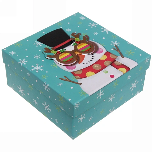 Коробка подарочная "Крутой снеговик" 20*20*9,5 см