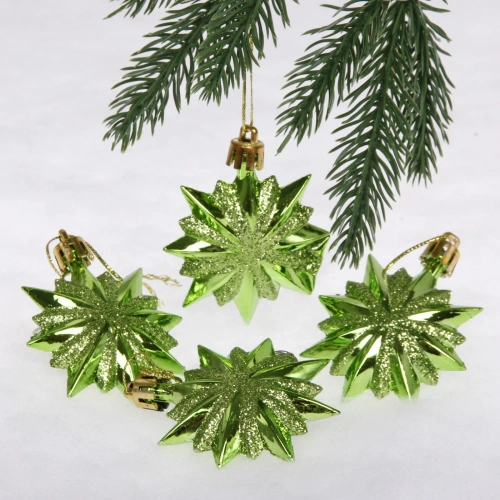 Ёлочные игрушки "Таинственное очарование" Звезда остроконечная 6 см (набор 4 шт), салатовый