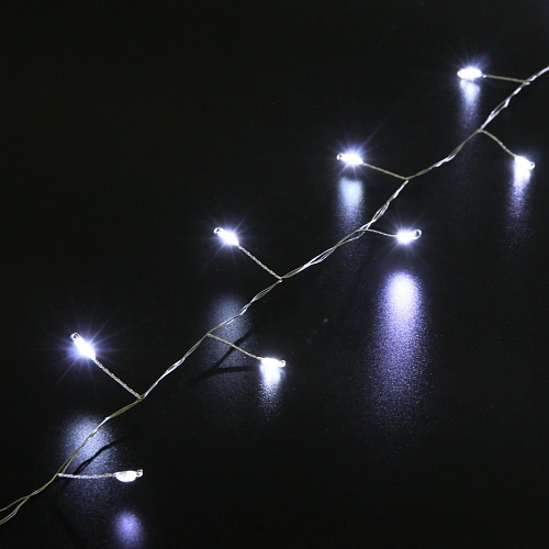 Гирлянда для дома НИТЬ Мишура 40 м 1000 ламп LED, серебрпровод, мерцание, IP-20, 220v, Белый_3