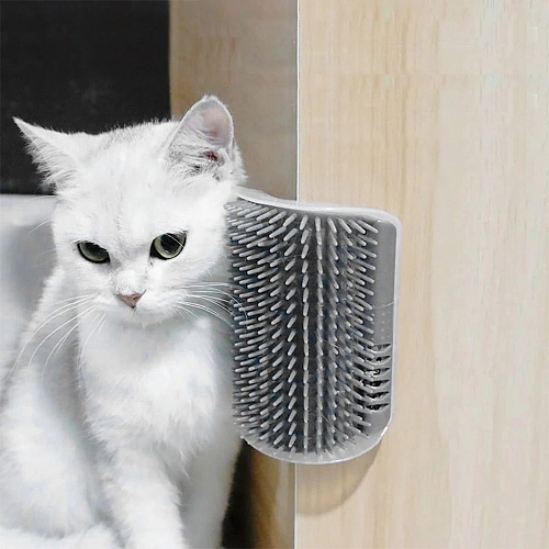 Щетка для вычесывания шерсти угловая Счастливый хвост!, цвет серый, 12,48см (коробка)_8