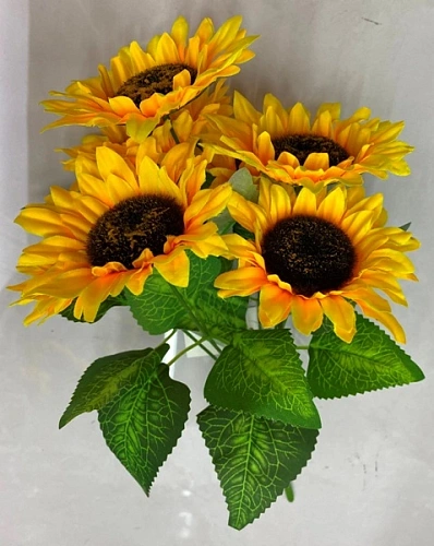 Искусственные цветы "Подсолнухи" 34см 7 цветков
