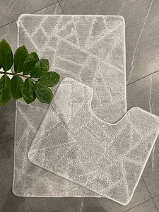 Комплект ковриков для ванной и туалета My Crystal ГЕОМЕТРИЯ Мозайка 50*80 и 40*50 светло-серый