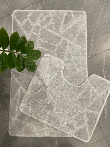 Комплект ковриков для ванной и туалета My Crystal ГЕОМЕТРИЯ Мозайка 50*80 и 40*50 светло-серый
