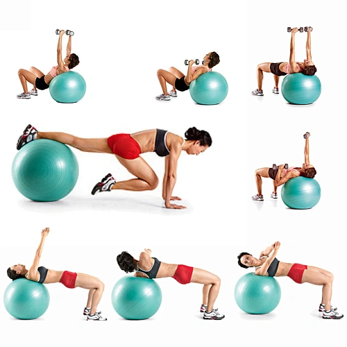 Мяч гимнастический Sportage полумассажный 75 см 1000гр (с насосом), Фиолетовый_10