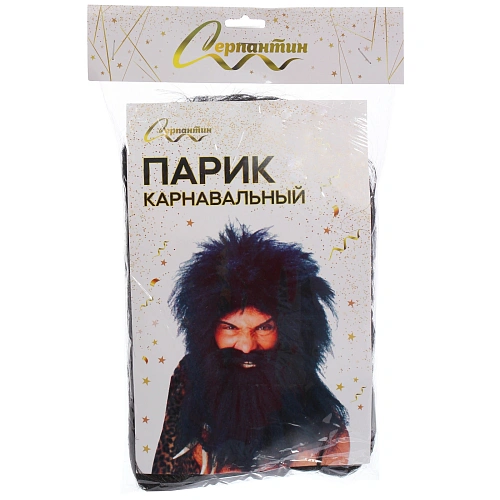 Парик карнавальный Первобытный мир, Черный_5
