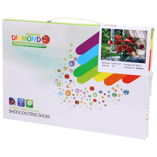 Алмазная мозаика на подрамнике с полным заполнением МИР ЯРКИХ КРАСОК, роскошь маков, 2030 см_3