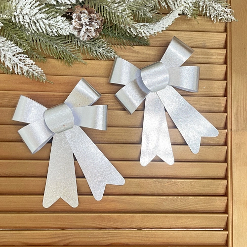 Бант на ёлку "Сказочные блики" (набор 2 шт), Серебро