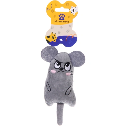 Игрушка для кошек мягкая "Мышка", цвет серый, 15*6,5*2см/10гр (лейбл)