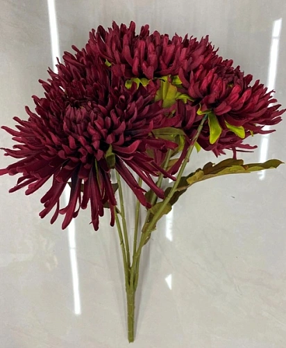 Искусственные цветы "Хризантема" 45см 5 цветков бордовый