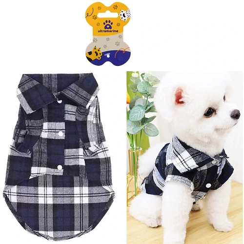 Кофта - рубашка фланелевая для мелких пород собак и кошек "BRO Style", цвет синий, р L
