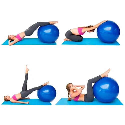 Мяч гимнастический Sportage полумассажный 75 см 1000гр (с насосом), Фиолетовый_14