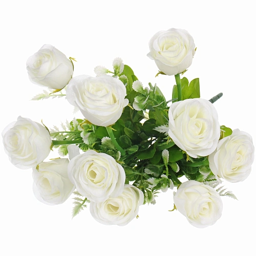 Искусственные цветы "Розовый букет" 42см 10 цветков белые