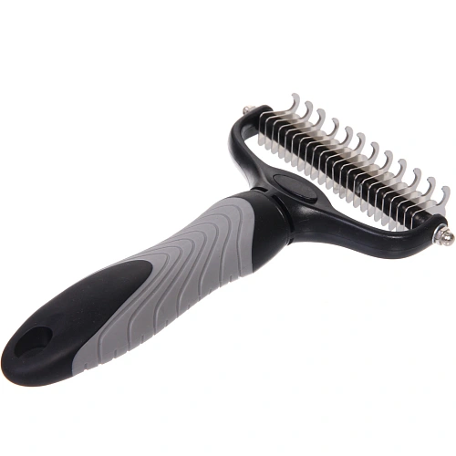 Расческа для удаления колтунов ПРЕМИУМ - МОЙ БРО, прорезиненная ручка, цвет серыйчерный, 18116см (лейбл)_5