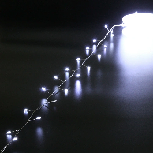 Гирлянда для дома НИТЬ "Мишура" 40 м 1000 ламп LED, серебр.провод, мерцание, IP-20, 220v, Белый