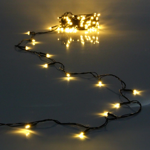 Гирлянда для дома  7,5м 80 ламп LED зелёный пров.,8 реж, IP-20, Теплый белый