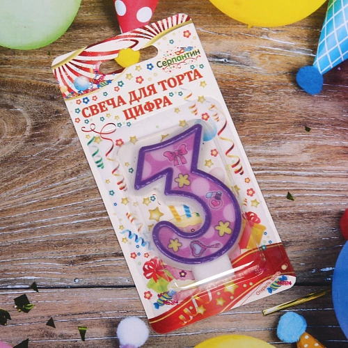 Свеча для торта Цифра Нежность  3 6 см_4