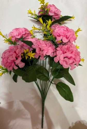 Искусственные цветы "Цветочная мелодия" Гортензии 40см 10 цветков розовые