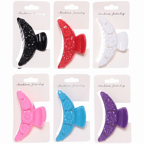 Заколка-краб для волос на блистере Diana Collection - Sara, микс 6 цветов, 75см _14