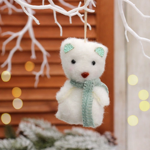 Подвеска "Медвежонок в шарфике" 8 см, Зеленый
