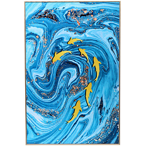 Картина интерьерная в раме "ПАЛУМНА", золотые рыбки, 40*60см (термоусадочная пленка)