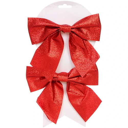 Бант на ёлку Зимнее очарование 1515 cм (набор 2 шт), Красный_2