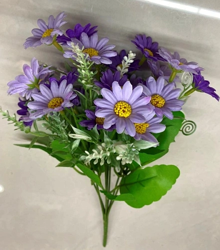 Искусственные цветы "Ромашки" 29см 28 цветков сиреневые