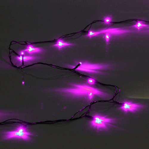 Гирлянда для дома  1,5м 12 ламп LED зелёный пров.,8 реж, IP-20, Розовый