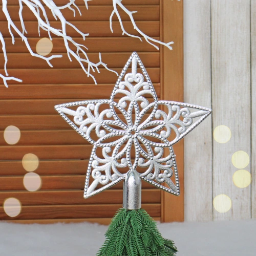 Звезда на ёлку 18,5 см "Ажур" серебро