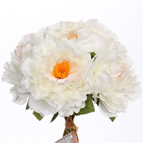 Искусственные цветы Пионы 28см букет 6 шт белые_4