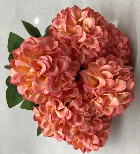 Искусственные цветы "Букет гортензий" 41см 7 цветков розовые