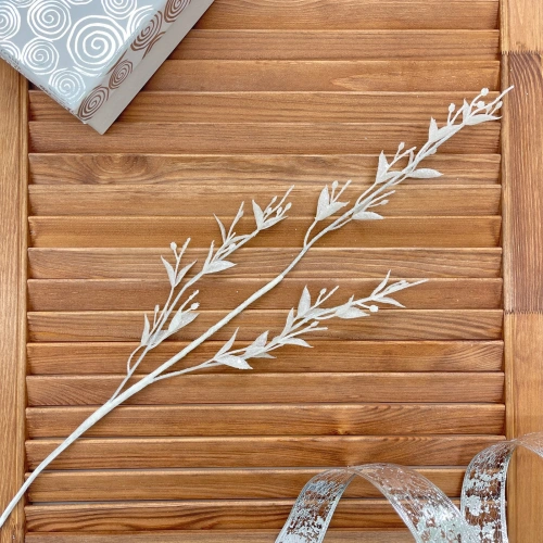 Ветка декоративная "Сказочные блики" 65 см, Белый