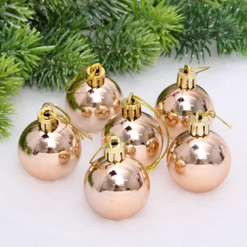 Новогодние шары 4 см (набор 6 шт) "Глянец", шампань