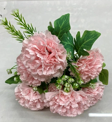 Искусственные цветы "Букет гвоздик" 35см 7 цветков розовые