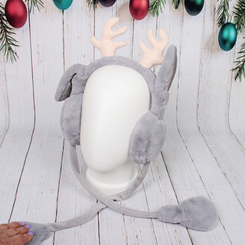 Наушники меховые с двигающимися ушками Santa's Friend, цвет серый_13