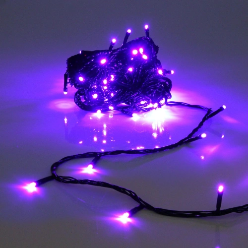 Гирлянда для улицы 20м 240 ламп LED чёрный провод, 8 реж, IP-54, Фиолетовый (возможность соединения)
