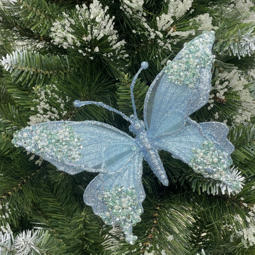 Украшение новогоднее "Бабочка - Изящный полет" 24.5*9*17 см, Голубой