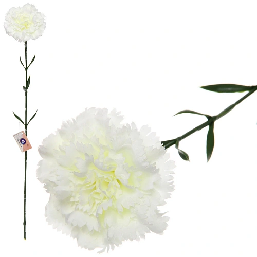 Цветок искусственный "Гвоздика" 68см белая