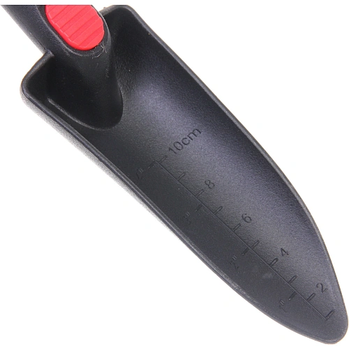 Совок посадочный узкий Шале 29см с мерной шкалой, пластиковая ручка с упором для пальца ДоброСад_3