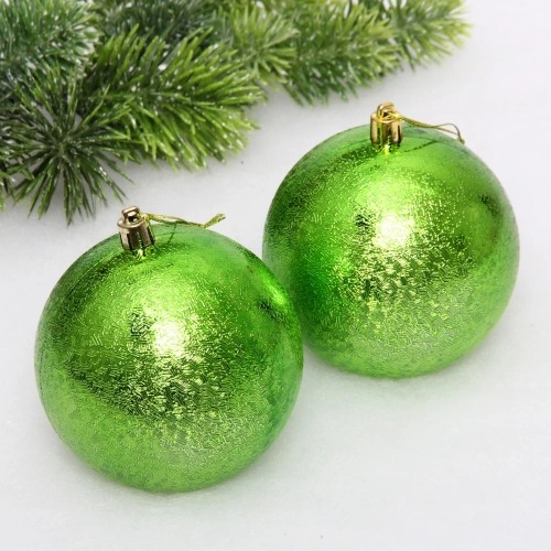 Новогодние шары 10см (набор 2шт) "Мягкий блеск", салатовый