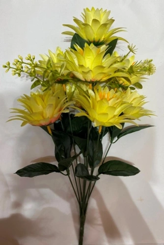 Искусственные цветы "Цветочная мелодия" Астры 50см 9 цветков желтые