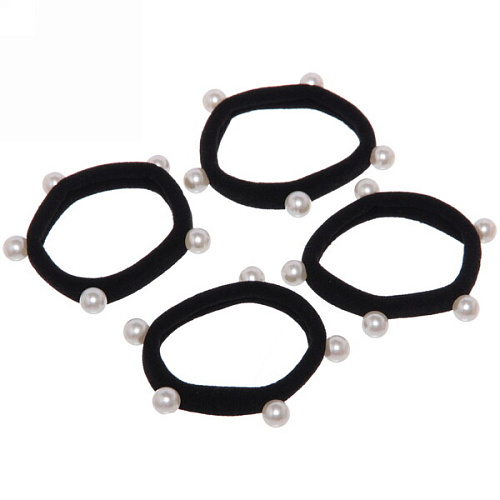 Резинки для волос 4шт Royal pearls - Джастина, цвет черный, d-5,5см_4