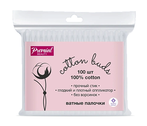Ватные палочки PREMIAL classic 100шт пакет