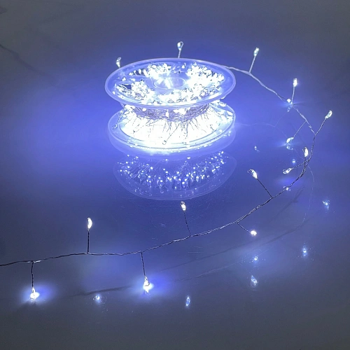Гирлянда для дома НИТЬ "Мишура" 20 м 500 ламп LED, серебр.провод, мерцание, IP-20, 220v, Белый