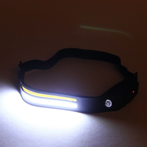 Фонарь налобный светодиодный 2COB + 1W 6 режимов аккумуляторная батарея 1200mAh, USB_9