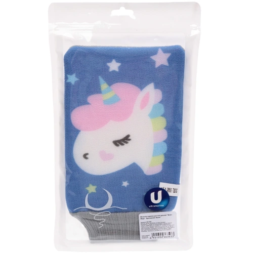 Мочалка-варежка для тела детская "Water Magic - Единорожек Лучик", цвет сиреневый, 24,5*14 см (ZIP пакет)