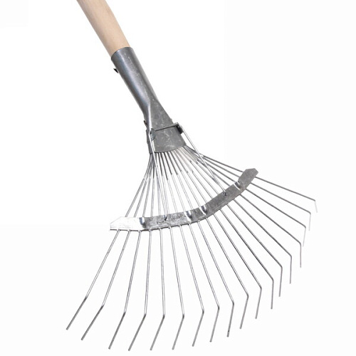 Грабли веерные проволочные оцинкованные 18 зубьев 330330мм с черенком 1 сорт_3