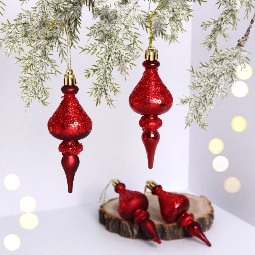 Елочные украшения "Glamour" 10 см (набор 4 шт), Рубин